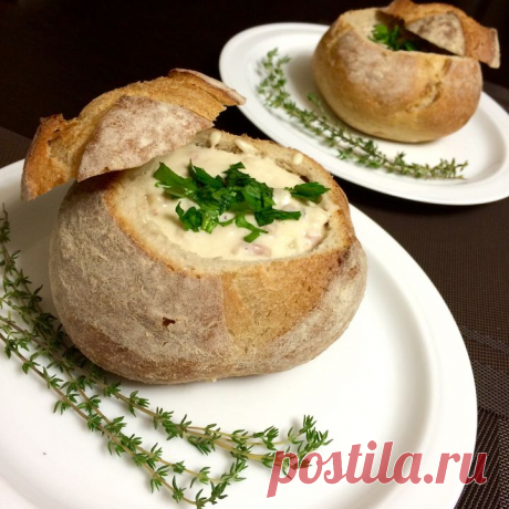 Клэм-чаудер в хлебной тарелке -Леди Mail.Ru
