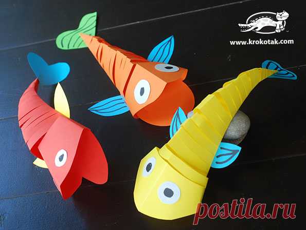 Как сделать подвижную игрушку: рыбка из бумаги своими руками