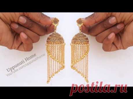 How To Make Designer Antique Jhumka Earrings At Home | Jewellery Making| DIY+earring(earring)diaries