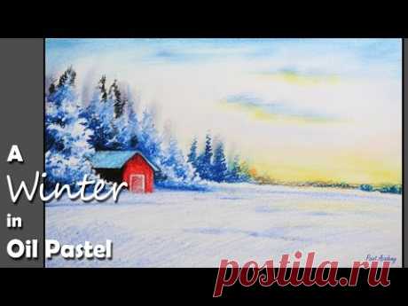 Oil Pastel Painting | How to Paint a Winter Landscape