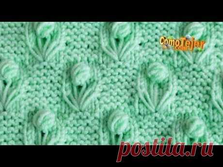 Cómo Tejer Diseño de Flores El Más Bonito Patrón Completo Paso a Paso 2 agujas, tricot, palitos (743