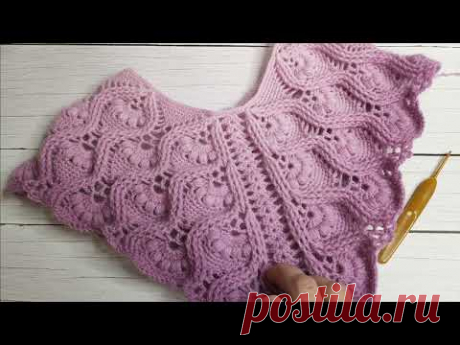 Пончо рельефным узором на основе шали ✨ Crochet poncho ✨