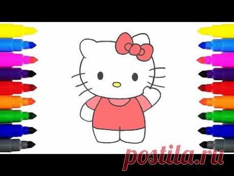 How to Draw Hello Kitty for Kids | Drawing and Coloring Hello Kitty With Colored Marker