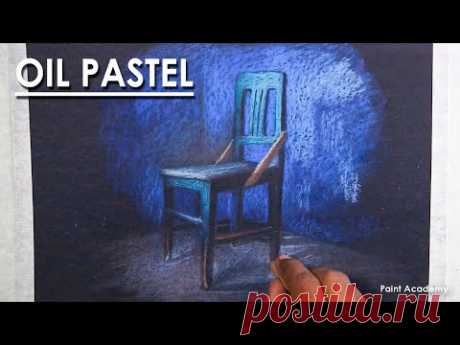 Oil Pastel Still Life Drawing : A Composition on Chair | Dark Background with Light and Shadow