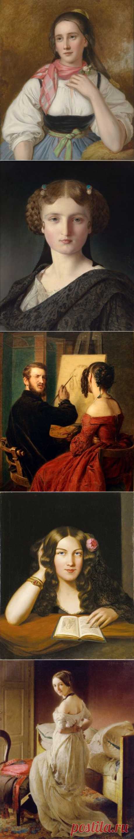 Австрийский художник бидермейер Johann Baptist Reiter (1813 - 1890)... ЖанровоПортретное.