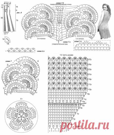 Вязаное крючком платье в технике ленточного кружева со схемой и описанием - вязание крючком на kru4ok.ru