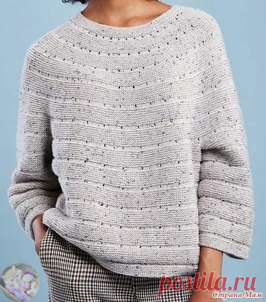 Джемпер спицами, вяжeтcя по кpугу сверху вниз. / knittingideas.ru