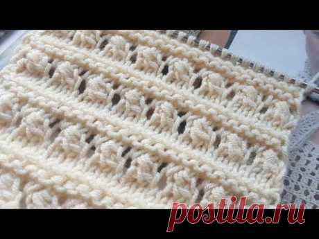 Вяжем объёмную мережку спицами🌿 knitting pattern.