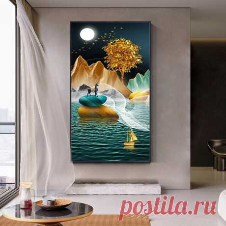 Bright Abstract Fantasy Landscape Canvas Print Mountains | Etsy