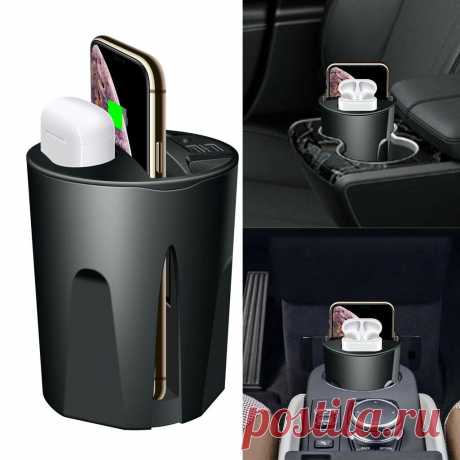 Bakeey X9A 10W QI Wireless Fast Charging Car Charger Cup with Dual USB Output fo - US$36.49
