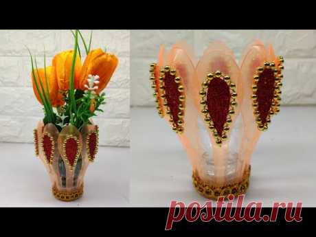 Ide kreatif - Kreasi Sendok Plastik jadi Vas Bunga || flower vase ideas