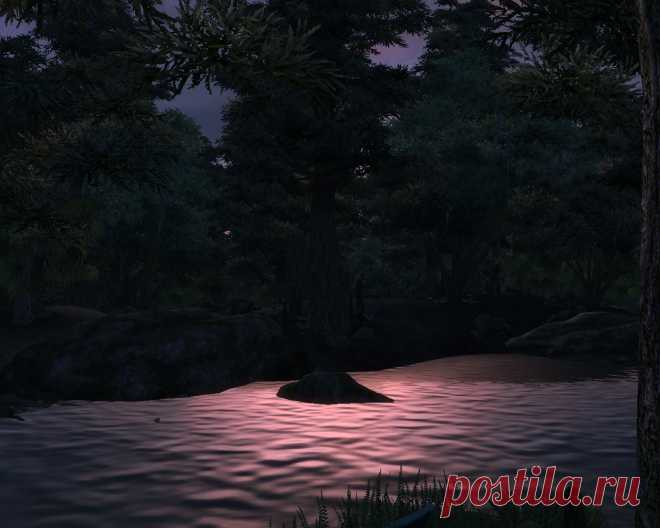 Ночное озеро в Черном лесу.
Night lake in the Blackwood.