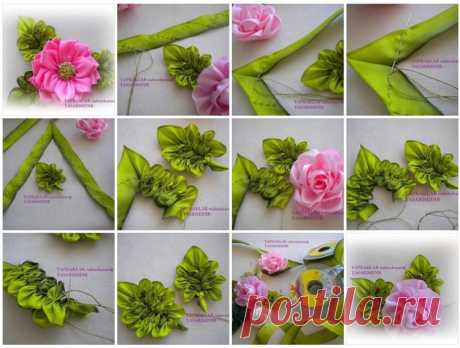 Прекрасные цветы из лент и вышивка лентами — Сделай сам, идеи для творчества - DIY Ideas