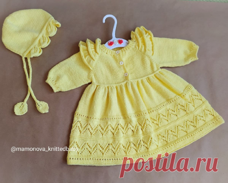 Солнечное платье спицами от @mamonova_knittedbaby - KNITTLY.ART