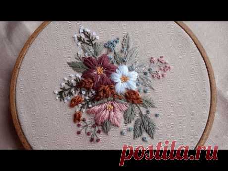 Winter Bouquet - Satin stitch - Floral Winter Embroidery
