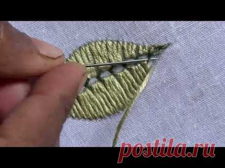 pretty leaf hand embroidery design| how to start hand embroidery | embroidery