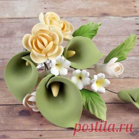 (1023) Pinterest - Yellow Rose Sugarflower Spray gumpaste cake topper perfect for cake decorating fondant cakes and wedding cakes. Wholesale baker | POLYMER CLAY