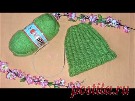 Женская шапка спицами с отворотом (+ВИДЕО) - Затейка.com.ua - рецепты вкусных десертов, уроки вязания схемы, народное прикладное творчество