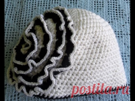 Шапка крючком &quot; Романтика&quot; часть 2  (вязание цветка) knitted cap (Шапка #2)
