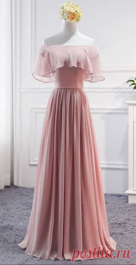 1 idea graduación quinto año Pink Long Chiffon Wedding Party Dresses, Cute Formal Dress, Chiffon Long Gowns