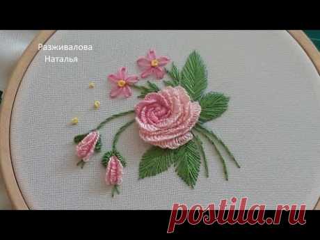 Бразильская вышивка "Розовая нежность". Видео МК | Другие виды вышивки