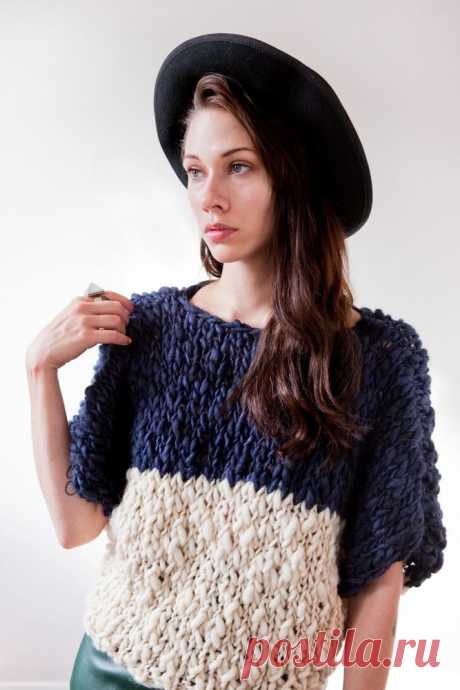 welland merino wool sweater (shown in color blocked midnight &amp; natural) / good night, day