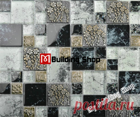 Crystal glass mosaic kitchen wall tile backsplash RNMT082 resin mosaic tiles black and white glass mosaic bathroom tiles [RNMT082] - $24.99 : MyBuildingShop.com
