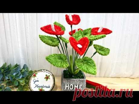 How to make Anthurium flowers from velvet zinc | Cách làm cây hoa Hồng Môn từ kẽm nhung