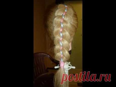 Французская коса из 5 прядей с лентами/5-strand braid with ribbons