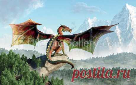 Perched Dragon Fine Art Print by Daniel Eskridge at FulcrumGallery.com