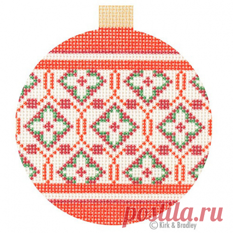 NTG KB096 - Verona Bauble - Vincenza Introducing Kirk &amp; Bradley's line of stitch printed canvases. This canvas was printed using state of the art printing technology. Verona Bauble - VincenzaStyle: NTG 096Size: 4" RoundMesh: 18