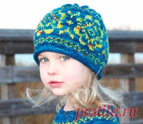 шапка спицами для девочки: схема и описание вязания зимней шапочки
