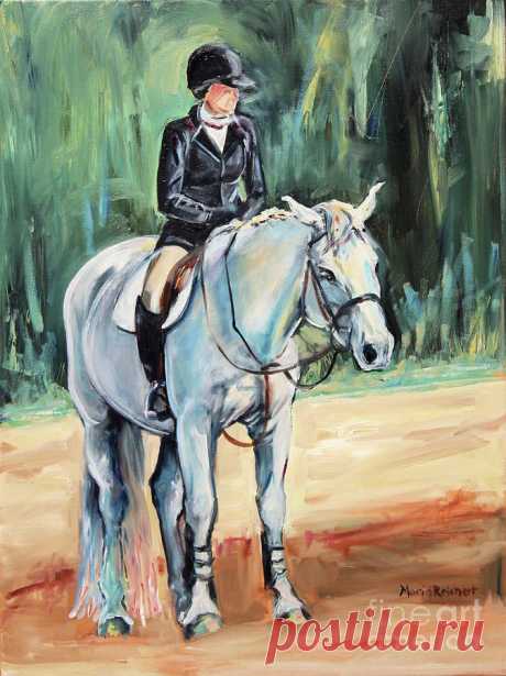 Grey Hunt Seat Horse by Maria Reichert Grey Hunt Seat Horse Painting by Maria Reichert