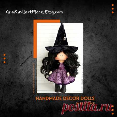Halloween Art Doll Witch Tilda Doll Interior Decor Doll | Etsy