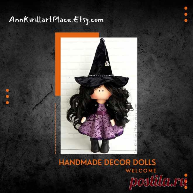 Halloween Art Doll Witch Tilda Doll Interior Decor Doll | Etsy