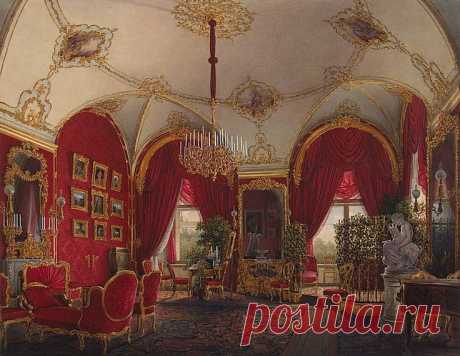 Interiors of the Winter Palace. The Fourth Reserved Apartment. The Corner Room - Edward Petrovich Hau - Drawings, Prints and Painting from Hermitage Museum | brunhild110 приколол(а) это к доске Interior painting