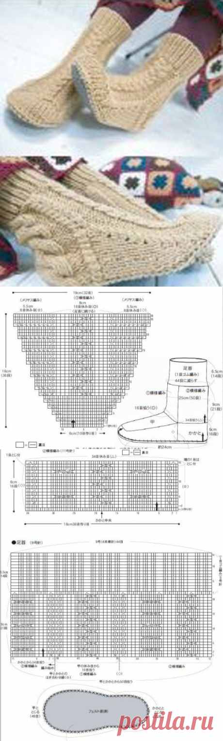 Вязанные тапочки теплые ножки - 24 Октября 2011 - СХЕМЫ ВЯЗАНИЯ - Вязание крючком и спицами