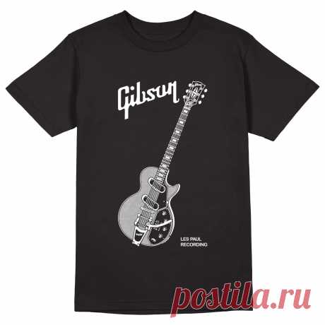 Мужская футболка «Gibson Les Paul. Гитара. Guitar. Гибсон. Rock.» цвет черный - дизайнер принта Kaplio