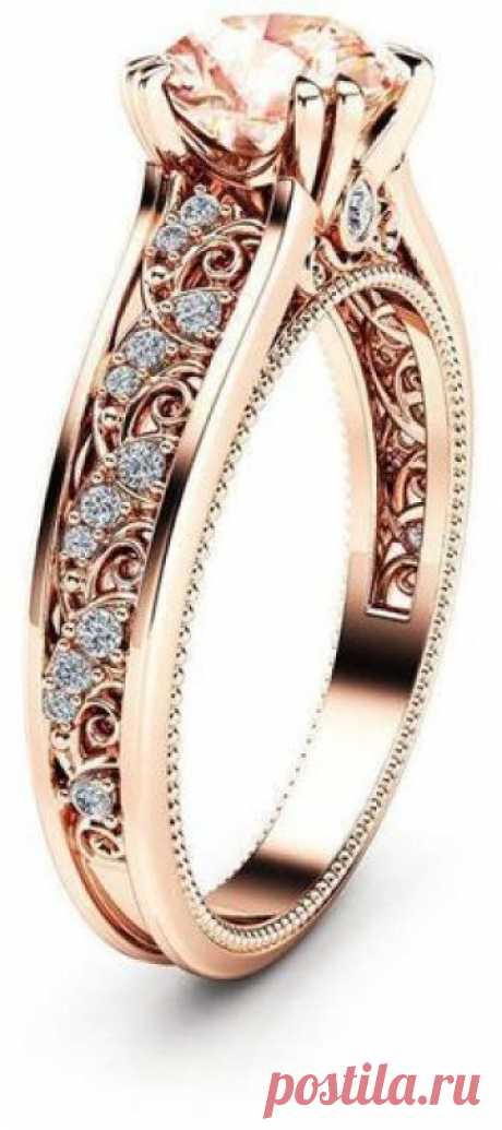 Etsy Morganite Vintage Engagement Ring Unique 14K Rose Gold Engagement Ring Diamond Morganite Vintage Rin #uniqueengagementrings
