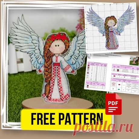 “Angel” - Free Cross Stitch Pattern Fantasy Design PDF Free printable cross stitch pattern with a cute angel designed by Natalia Luzhanskaya.