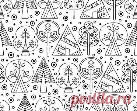 Vector hand drawn seamless pattern, decorative stylized black and white childish trees. Doodle sketch style, graphic illustration, background. Ornamental cute hand drawing. Line drawing. 123RF - Миллионы стоковых фото, векторов, видео и музыки для Ваших проектов.