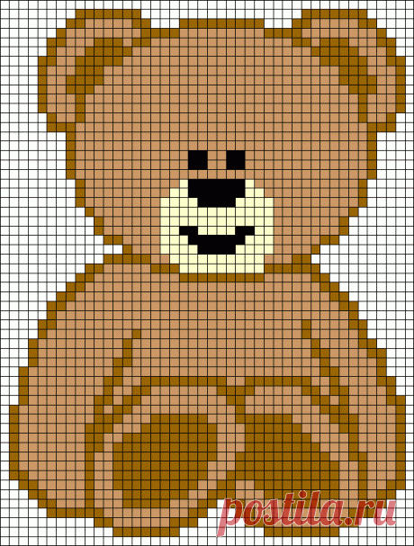 Медведь по клеточкам - рисунок для срисовки | kartinki-dlya-srisovki.ru