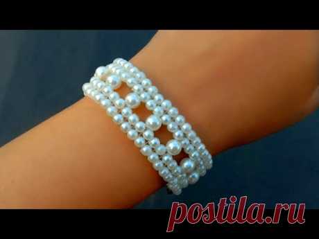 How To Make Pearl Beaded Bracelet//Beading Tutorial// Useful & Easy