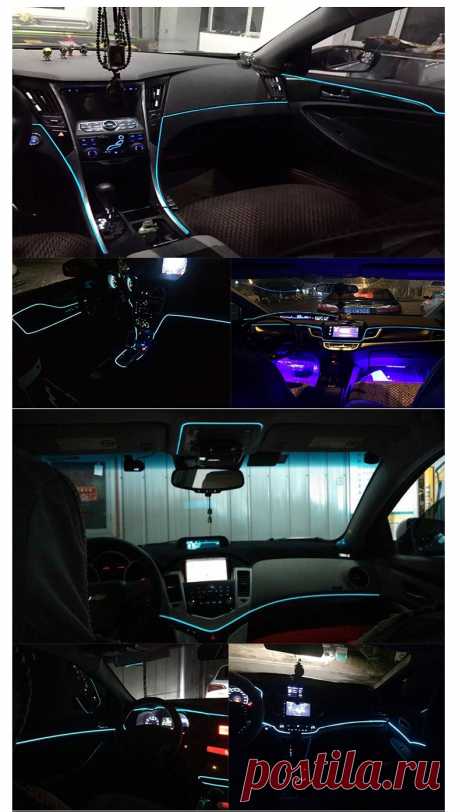 Автомобильный интерьерный аксессуар, 5 м, атмосферный холодный светильник EL, линия с USB, декоративная панель DIY, консоль, светодиодный автомобильный светильник|light interior|line lightline lamp | АлиЭкспресс