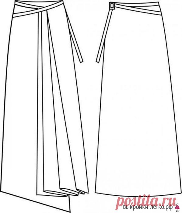 Выкройка асимметричной юбки с запахом (р-р 40-60) | Шить просто — Выкройки-Легко.рф