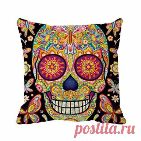 Amazon.com: Starings Pillowcase Sugar Skull Outdoor Pillow - Day Of The Dead Art Pillow Cover 20in: Home & Kitchen