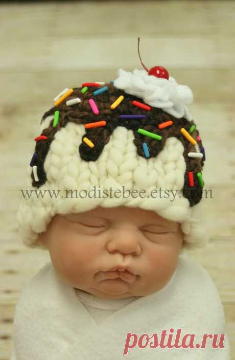 Ice Cream Sundae (Vanilla) Hat newborn photography prop