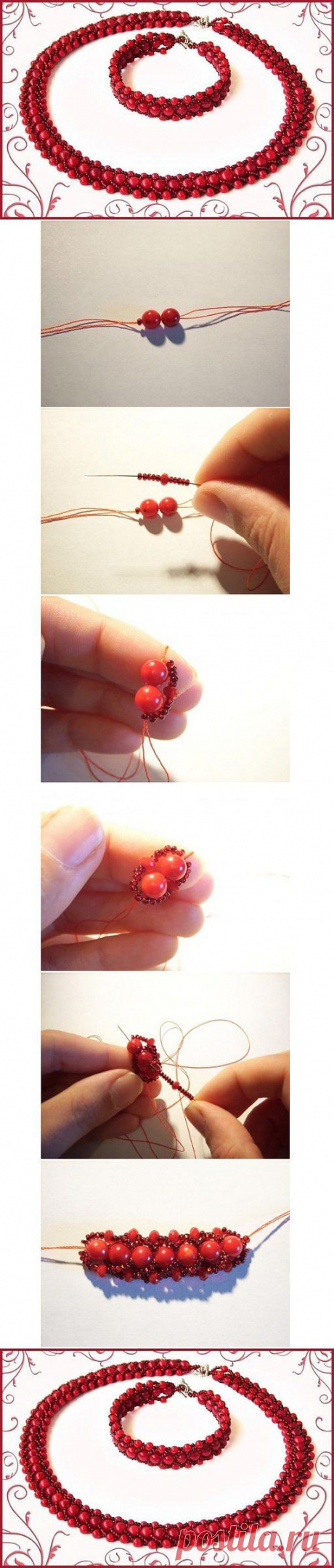 How to make beads or Pearls Necklace and... / Handmade / Бижутерия своими руками / Pinme.ru / Natalia Kuzhanova