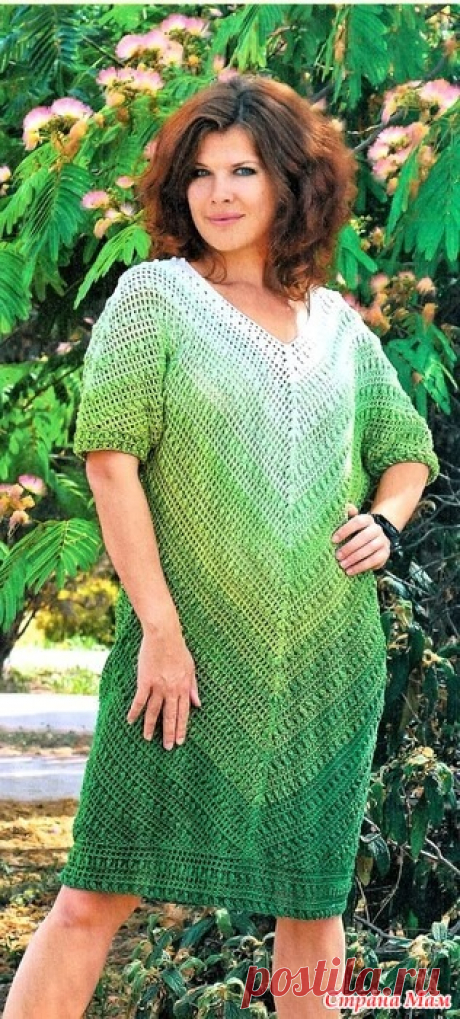 Платье Летняя зелень. Вяжем крючком №7 2022