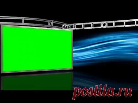 Virtual Studio with Green Screen Wall and motion Background - Free Download Link - free use